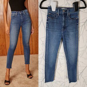 Denim Forum Medium Wash The Lola High Rise Skinny Crop Jeans